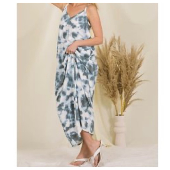 COPY - 45 Boho Tie Dye Adjustable Strap Maxi Dress With Side Pockets - Picture 4 of 5